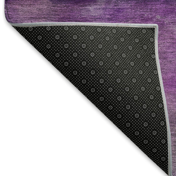 HomeRoots 8' Round Abstract Area Rug in Purple & Plum – Washable, Durable, Modern Design for Indoor/Outdoor Use 658797