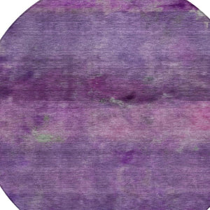HomeRoots 8' Round Abstract Area Rug in Purple & Plum – Washable, Durable, Modern Design for Indoor/Outdoor Use 658797
