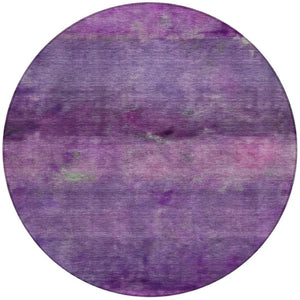 HomeRoots 8' Round Abstract Area Rug in Purple & Plum – Washable, Durable, Modern Design for Indoor/Outdoor Use 658797