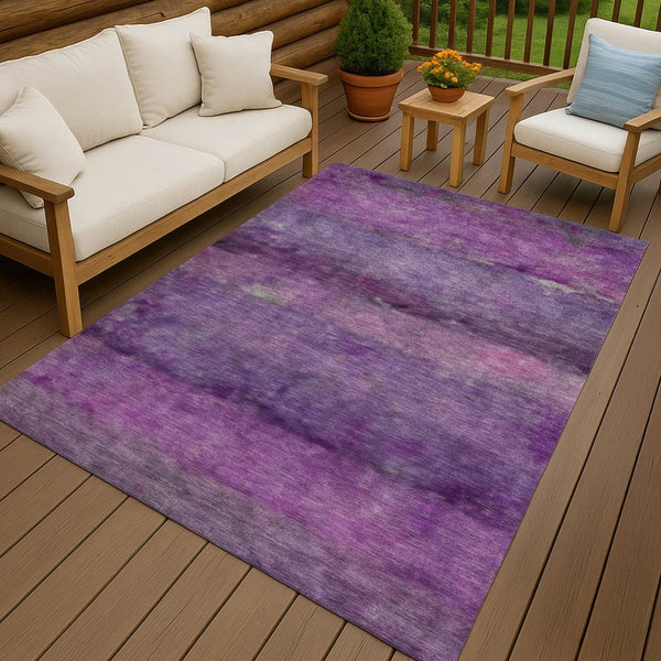 HomeRoots 9' X 12' Vibrant Purple and Plum Abstract Area Rug - Washable, Durable for Indoor & Outdoor Spaces 658799