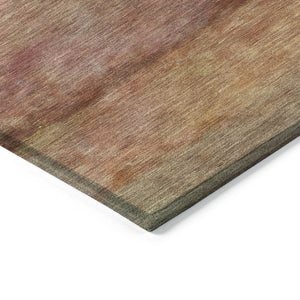 HomeRoots 8' Terra Cotta and Gold Round Rug - Stylish Abstract Design for Indoor/Outdoor Spaces, Washable & Durable 658803