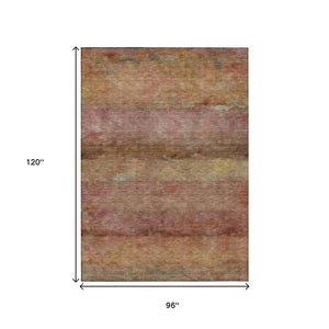 HomeRoots 8' X 10' Terra Cotta & Gold Abstract Area Rug - Durable, Washable, Indoor/Outdoor, Stylish & Modern 658804