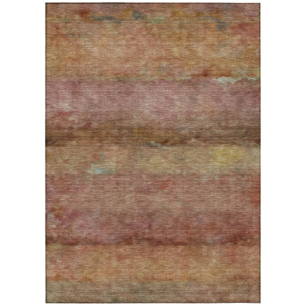 HomeRoots 9' X 12' Terra Cotta & Gold Abstract Area Rug - Washable, Durable & Stylish for Indoor/Outdoor Use 658805