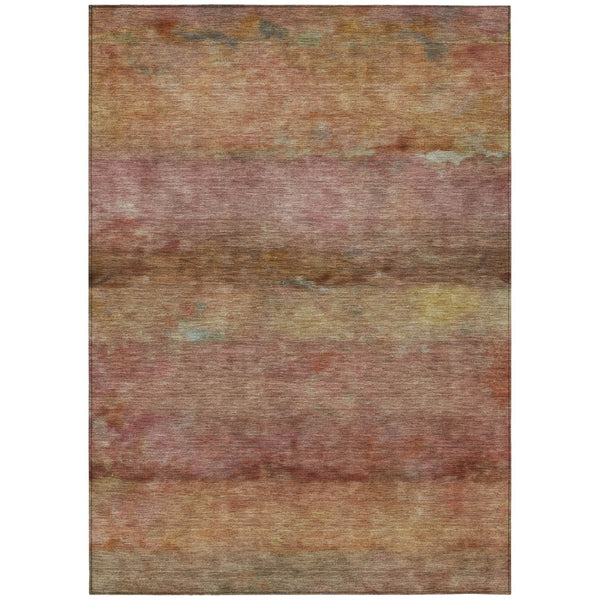 HomeRoots 10' Terra Cotta and Gold Abstract Area Rug - Stylish, Washable, Indoor/Outdoor Durable Comfort for Any Space 658806