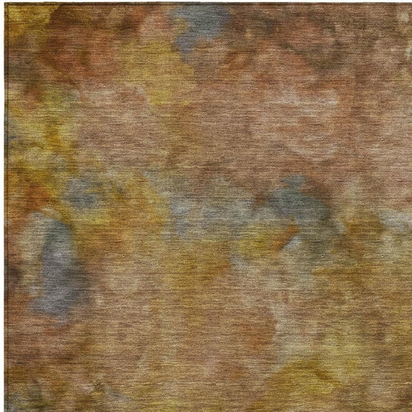 HomeRoots 8' X 10' Copper and Gold Abstract Washable Rug - Stylish Indoor/Outdoor Accent for Modern Spaces 658810