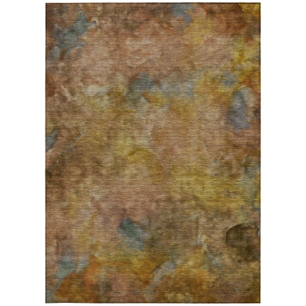 HomeRoots 9' Copper and Gold Abstract Area Rug - Washable, Durable, Stylish for Indoor and Outdoor Spaces! 658811