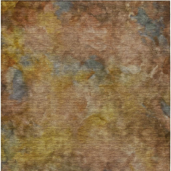 HomeRoots 10' Copper & Gold Abstract Washable Area Rug - Durable Indoor/Outdoor Design for Modern Spaces 658812