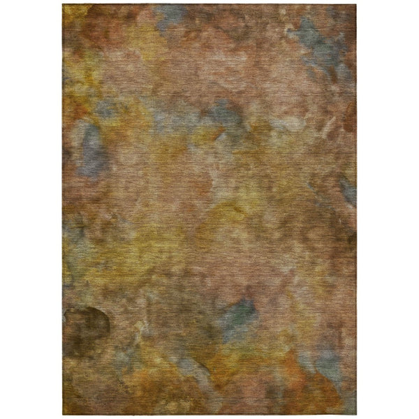 HomeRoots 10' Copper & Gold Abstract Washable Area Rug - Durable Indoor/Outdoor Design for Modern Spaces 658812