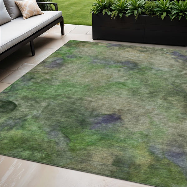 HomeRoots 5' Vibrant Green and Purple Abstract Washable Area Rug for Indoor and Outdoor Versatile Decor 658814