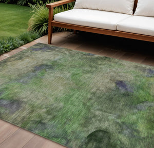 HomeRoots 8' X 10' Stylish Green and Purple Abstract Washable Area Rug for Indoor and Outdoor Spaces 658816