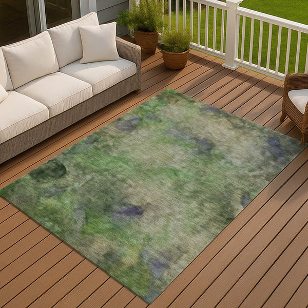HomeRoots 8' X 10' Stylish Green and Purple Abstract Washable Area Rug for Indoor and Outdoor Spaces 658816