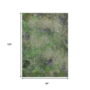 HomeRoots 8' X 10' Stylish Green and Purple Abstract Washable Area Rug for Indoor and Outdoor Spaces 658816