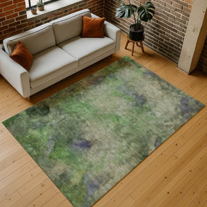 HomeRoots 8' X 10' Stylish Green and Purple Abstract Washable Area Rug for Indoor and Outdoor Spaces 658816