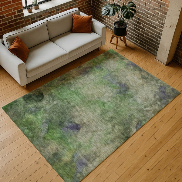 HomeRoots 8' X 10' Stylish Green and Purple Abstract Washable Area Rug for Indoor and Outdoor Spaces 658816