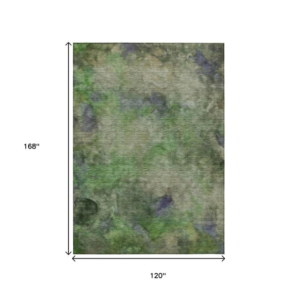 HomeRoots 10' Vibrant Green and Purple Abstract Washable Area Rug - Perfect for Indoor & Outdoor Spaces! 658818