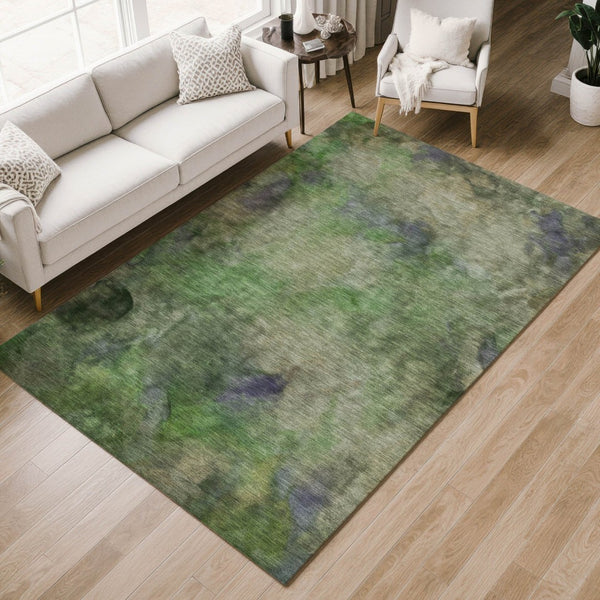 HomeRoots 10' Vibrant Green and Purple Abstract Washable Area Rug - Perfect for Indoor & Outdoor Spaces! 658818