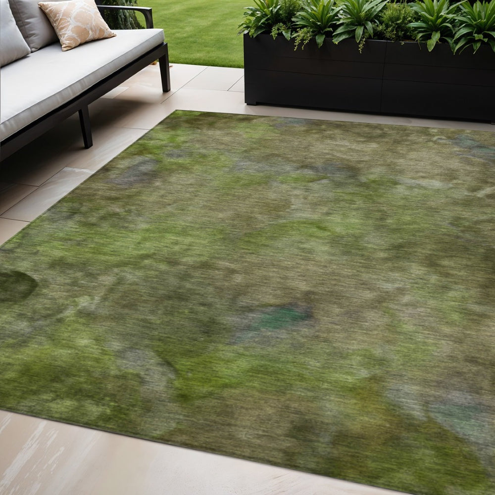HomeRoots 5' X 8' Olive Green and Gray Abstract Washable Area Rug – Durable, Stylish, Perfect for Indoor/Outdoor Use 658820