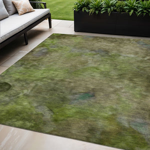 HomeRoots 5' X 8' Olive Green and Gray Abstract Washable Area Rug – Durable, Stylish, Perfect for Indoor/Outdoor Use 658820