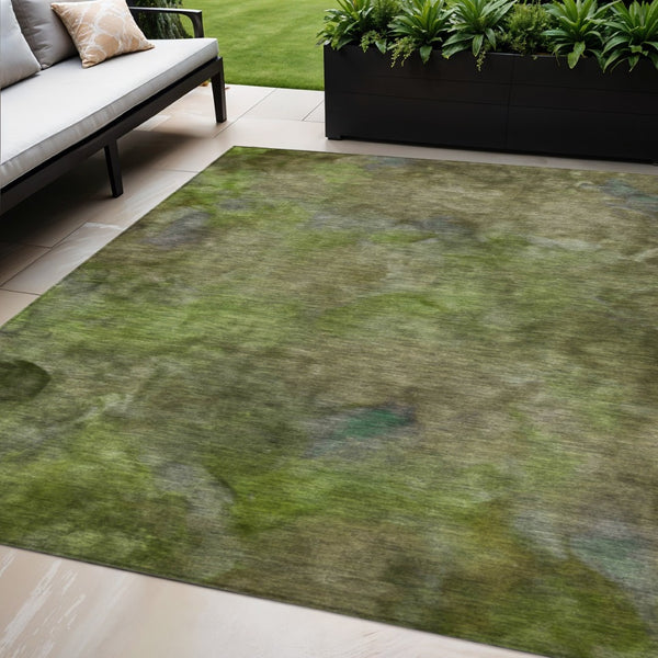 HomeRoots 5' X 8' Olive Green and Gray Abstract Washable Area Rug – Durable, Stylish, Perfect for Indoor/Outdoor Use 658820
