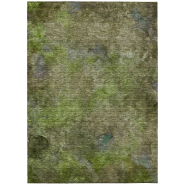 HomeRoots 5' X 8' Olive Green and Gray Abstract Washable Area Rug – Durable, Stylish, Perfect for Indoor/Outdoor Use 658820