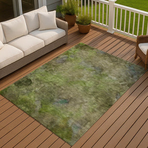 HomeRoots 8' X 10' Olive Green & Gray Abstract Area Rug – Stylish, Washable, Indoor/Outdoor, Durable & Versatile 658822