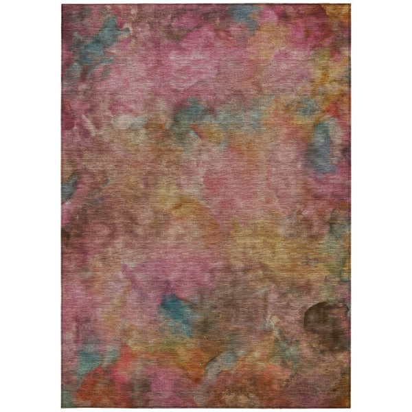 HomeRoots 5' X 8' Pink and Orange Abstract Area Rug - Stylish, Washable, Durable for Indoor & Outdoor Spaces 658826