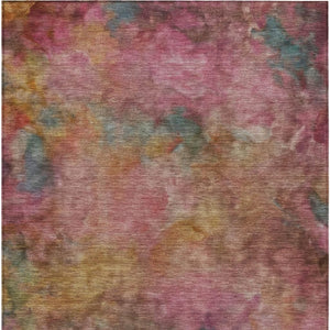 HomeRoots 8' X 10' Pink and Orange Abstract Rug - Durable, Washable Indoor/Outdoor Area Carpet for Modern Spaces 658828