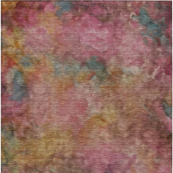 HomeRoots 9' X 12' Pink and Orange Abstract Area Rug - Washable, Stain-Resistant, Perfect for Indoor & Outdoor Use! 658829