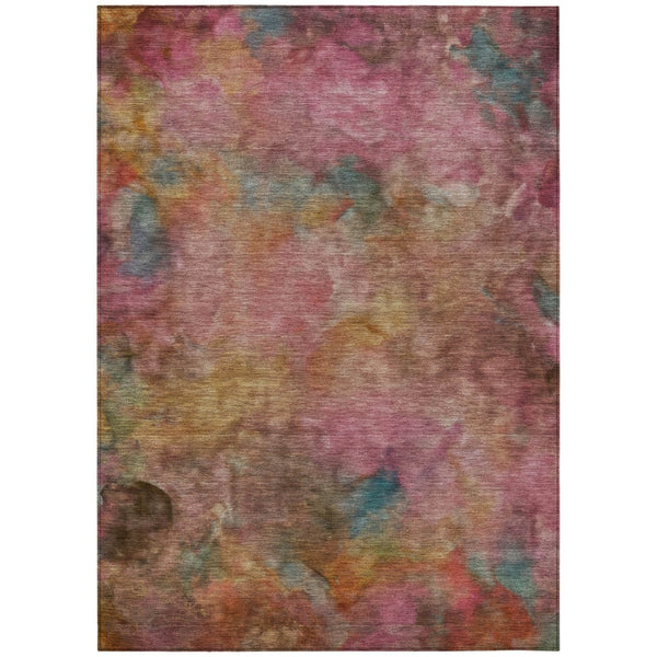 HomeRoots 9' X 12' Pink and Orange Abstract Area Rug - Washable, Stain-Resistant, Perfect for Indoor & Outdoor Use! 658829