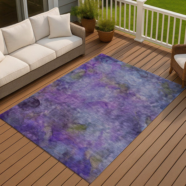 HomeRoots 5' Purple & Lavender Abstract Washable Area Rug - Durable, Stylish for Indoor & Outdoor Spaces! 658832