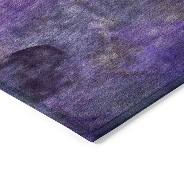 HomeRoots 5' Purple & Lavender Abstract Washable Area Rug - Durable, Stylish for Indoor & Outdoor Spaces! 658832