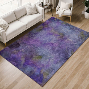 HomeRoots 5' Purple & Lavender Abstract Washable Area Rug - Durable, Stylish for Indoor & Outdoor Spaces! 658832