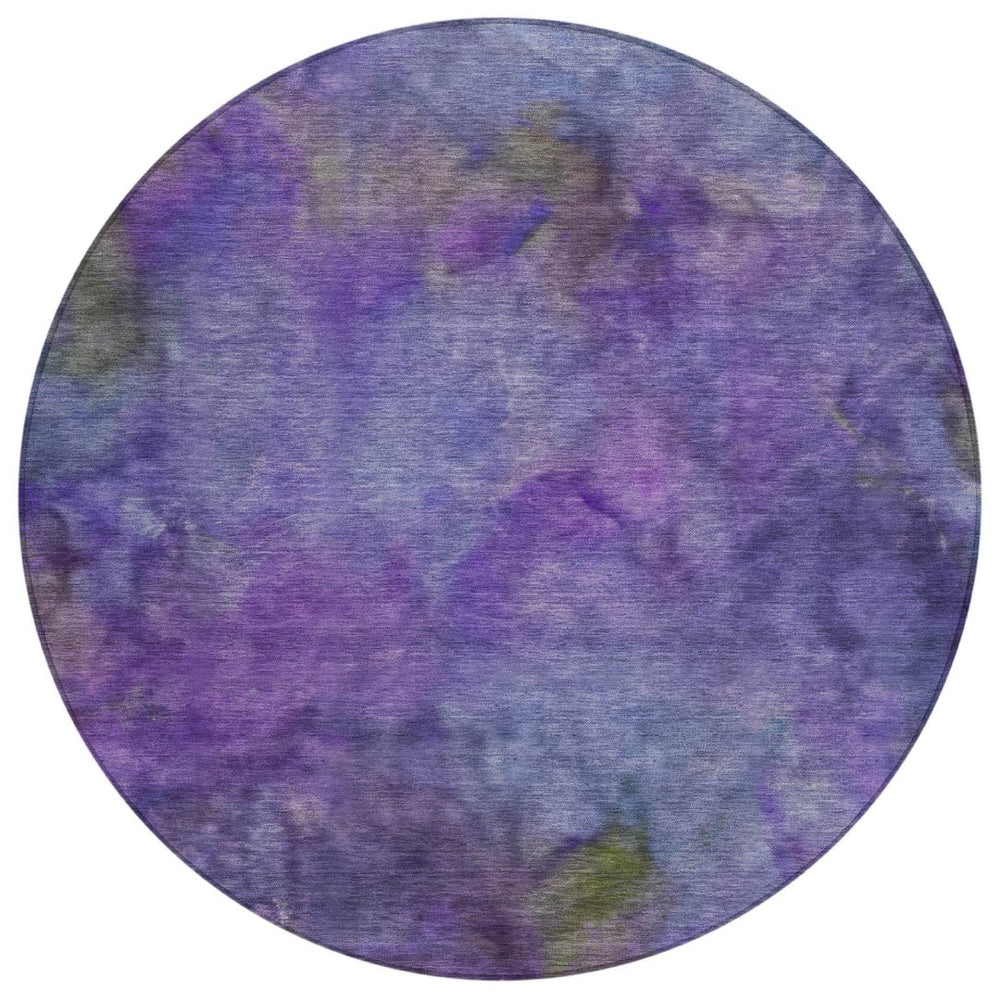 HomeRoots 8' Purple and Lavender Abstract Washable Round Area Rug – Stylish, Durable, Indoor/Outdoor Essential! 658833