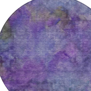 HomeRoots 8' Purple and Lavender Abstract Washable Round Area Rug – Stylish, Durable, Indoor/Outdoor Essential! 658833