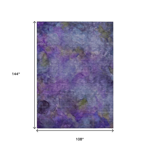 HomeRoots 9' X 12' Purple And Lavender Abstract Washable Rug - Stylish, Durable, Indoor/Outdoor Essential for Any Space! 658835
