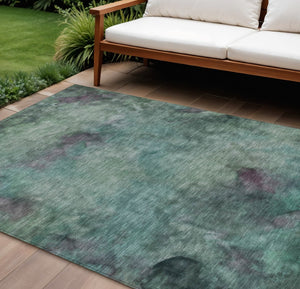 HomeRoots 9' X 12' Vibrant Teal Blue & Purple Abstract Area Rug - Washable, Durable, Indoor/Outdoor Versatility! 658841
