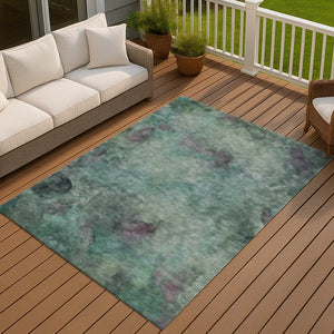 HomeRoots 9' X 12' Vibrant Teal Blue & Purple Abstract Area Rug - Washable, Durable, Indoor/Outdoor Versatility! 658841