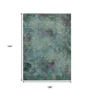 HomeRoots 9' X 12' Vibrant Teal Blue & Purple Abstract Area Rug - Washable, Durable, Indoor/Outdoor Versatility! 658841