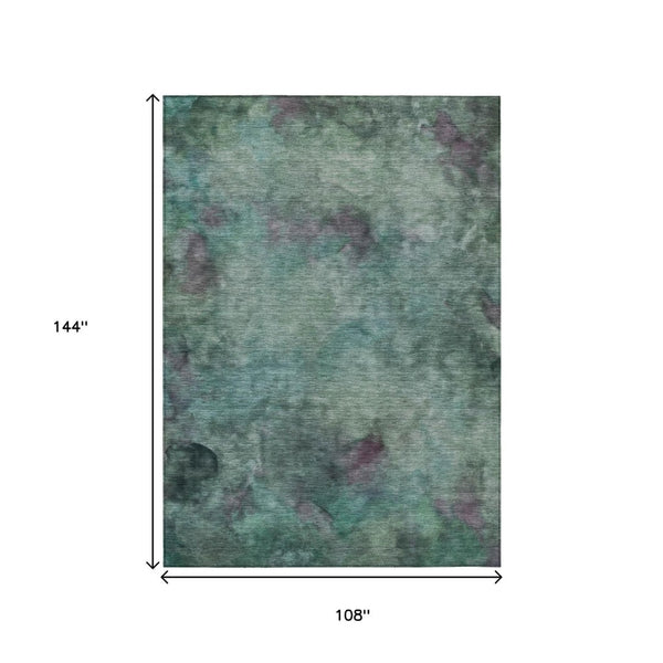 HomeRoots 9' X 12' Vibrant Teal Blue & Purple Abstract Area Rug - Washable, Durable, Indoor/Outdoor Versatility! 658841