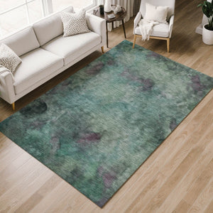 HomeRoots 9' X 12' Vibrant Teal Blue & Purple Abstract Area Rug - Washable, Durable, Indoor/Outdoor Versatility! 658841