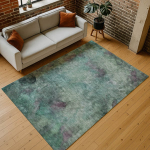 HomeRoots 9' X 12' Vibrant Teal Blue & Purple Abstract Area Rug - Washable, Durable, Indoor/Outdoor Versatility! 658841