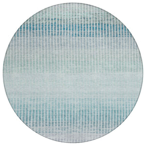 HomeRoots 8' Stylish Blue, Ivory & Gray Striped Round Area Rug – Washable, Durable Design for Indoor & Outdoor Use 658845