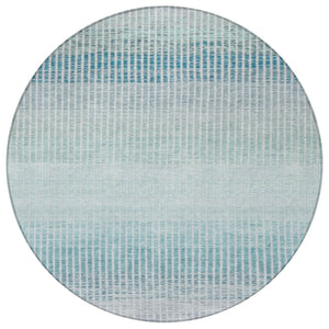 HomeRoots 8' Stylish Blue, Ivory & Gray Striped Round Area Rug – Washable, Durable Design for Indoor & Outdoor Use 658845
