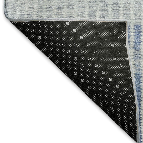 HomeRoots 10' Coastal Blue Ivory Gray Striped Washable Area Rug for Indoor Outdoor Use - Durable & Stylish! 658848