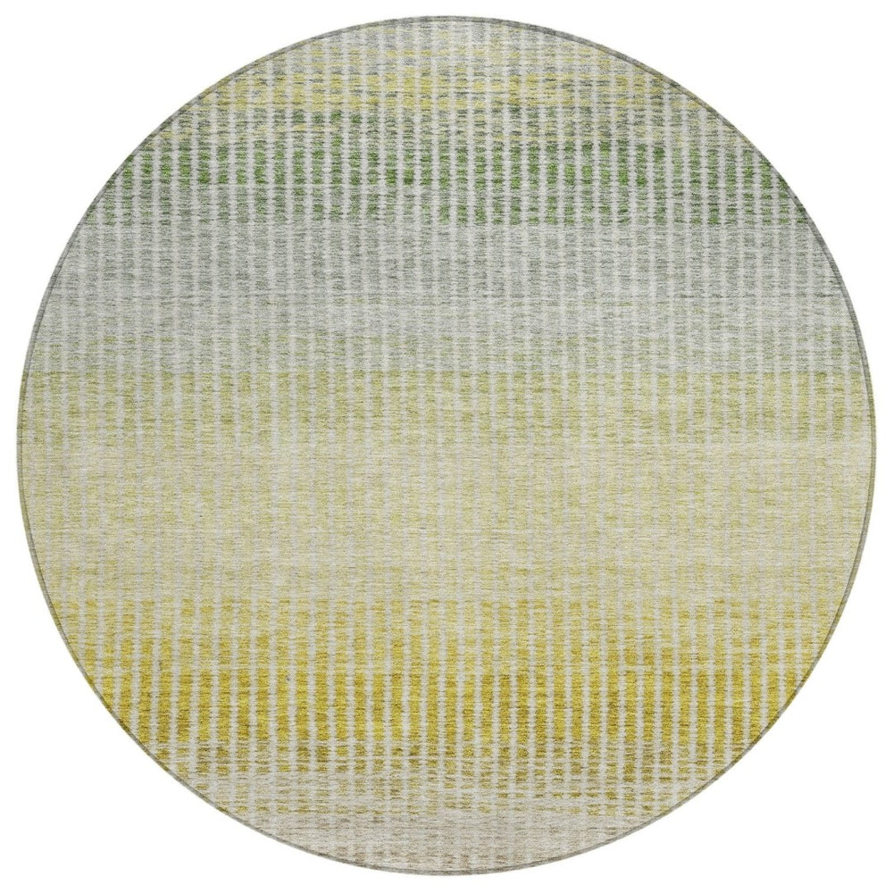 HomeRoots 8' Round Striped Area Rug in Brown, Gold & Beige – Durable, Washable & Perfect for Indoor/Outdoor Use 658851