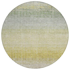 HomeRoots 8' Round Striped Area Rug in Brown, Gold & Beige – Durable, Washable & Perfect for Indoor/Outdoor Use 658851