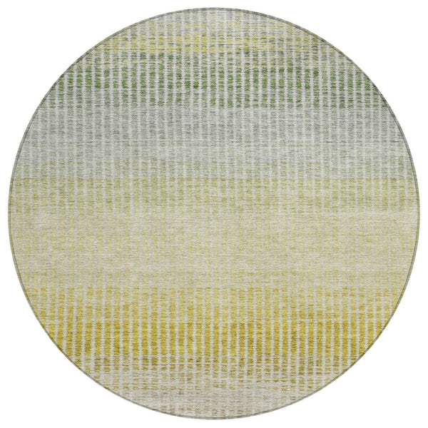 HomeRoots 8' Round Striped Area Rug in Brown, Gold & Beige – Durable, Washable & Perfect for Indoor/Outdoor Use 658851