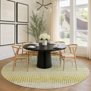 HomeRoots 8' Round Striped Area Rug in Brown, Gold & Beige – Durable, Washable & Perfect for Indoor/Outdoor Use 658851