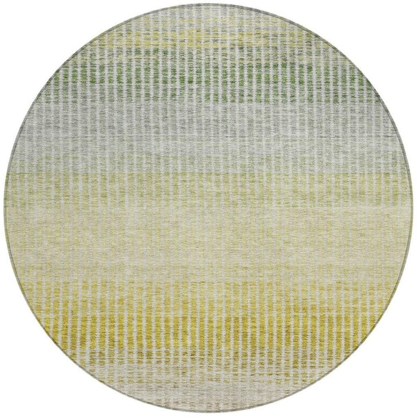 HomeRoots 8' Round Striped Area Rug in Brown, Gold & Beige – Durable, Washable & Perfect for Indoor/Outdoor Use 658851