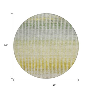 HomeRoots 8' Round Striped Area Rug in Brown, Gold & Beige – Durable, Washable & Perfect for Indoor/Outdoor Use 658851